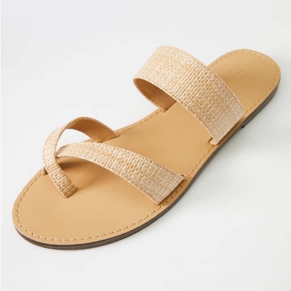 JustFab Women's Jute Natural Tan Flat Sandals Summer Shoes Size 9 New - Picture 2 of 9